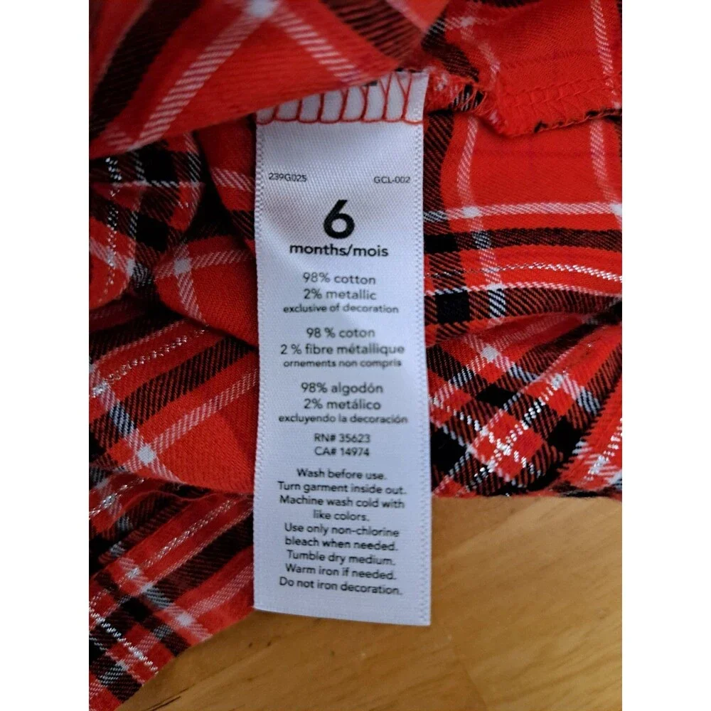 Disney Baby Minnie Mickey Pink Waffle Romper & Carter's Red Plaid Dress 6-9 Mos